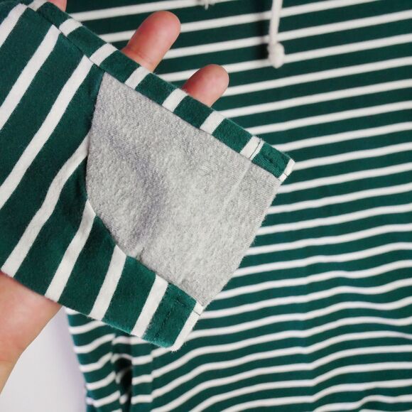 Ampersand Ave Womens Size M Green Striped Gray DoubleHood Sweatshirt - Picture 7 of 14